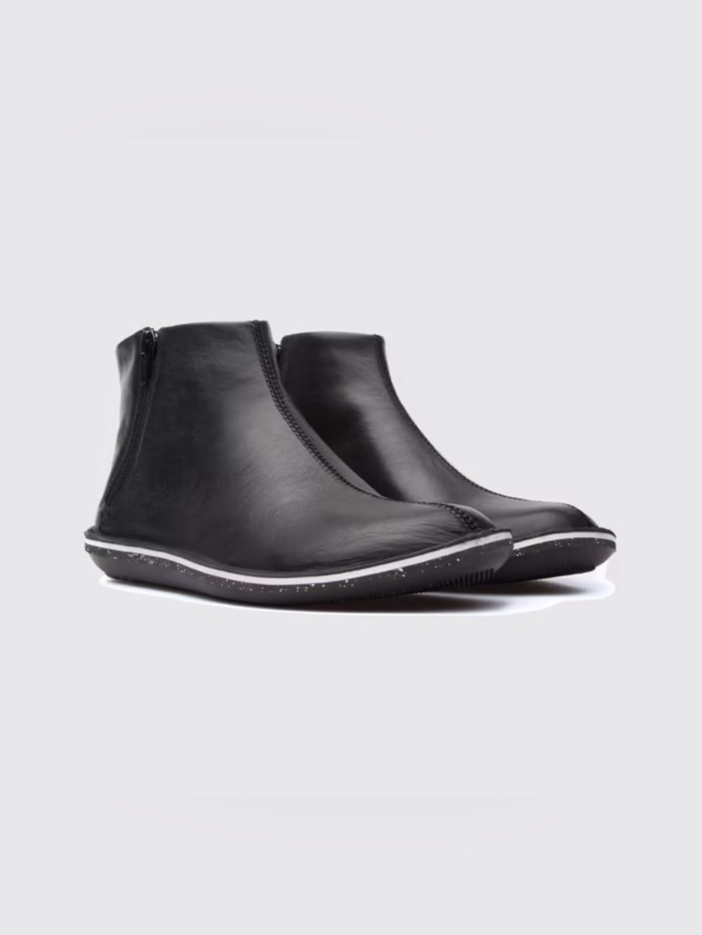 Camper “Beetle” Dual Zipper Black Leather Booties, size 38